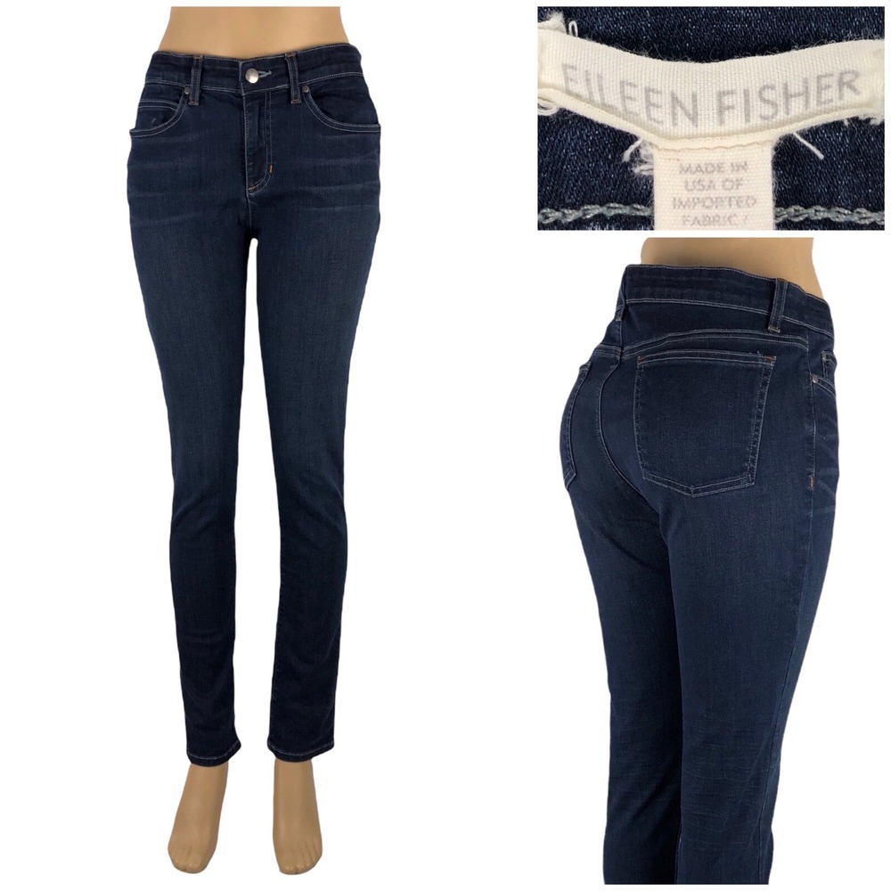 Eileen Fisher Womens 6 Jeans 30 x 30 (actual) Skinny Slim Organic Cotton Blend